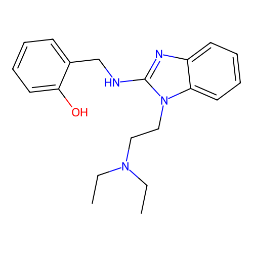 2-(((1-(2-(diethylamino)ethyl)-1H-benzo[d]imidazol-2-yl)amino)methyl)phenol structure