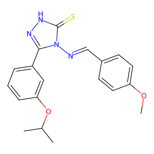 (E)-5-(3-isopropoxyphenyl)-4-((4-methoxybenzylidene)amino)-4H-1,2,4-triazole-3-thiol structure