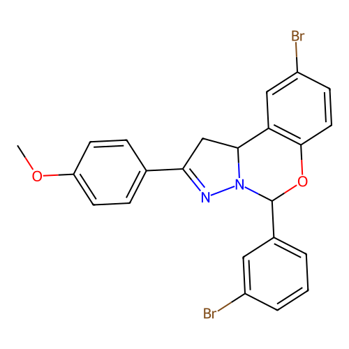 9-bromo-5-(3-bromophenyl)-2-(4-methoxyphenyl)-1,10b-dihydropyrazolo[1,5-c][1,3]benzoxazine structure