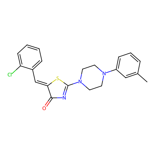 (5Z)-5-(2-chlorobenzylidene)-2-[4-(3-methylphenyl)piperazin-1-yl]-1,3-thiazol-4(5H)-one structure