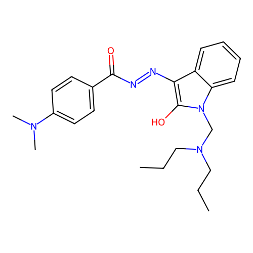(Z)-4-(dimethylamino)-N'-(1-((dipropylamino)methyl)-2-oxoindolin-3-ylidene)benzohydrazide structure