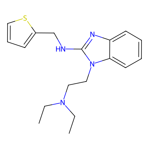 1-[2-(diethylamino)ethyl]-N-(thiophen-2-ylmethyl)-1H-benzimidazol-2-amine structure