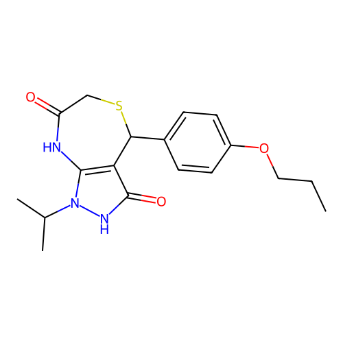 1-propan-2-yl-4-(4-propoxyphenyl)-4,8-dihydro-2H-pyrazolo[3,4-e][1,4]thiazepine-3,7-dione structure