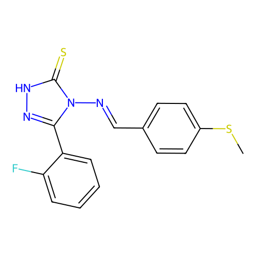5-(2-F-Phenyl)-4-((4-(methylthio)benzylidene)amino)-4H-1,2,4-triazole-3-thiol structure