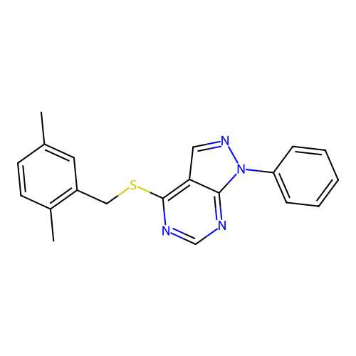 4-[(2,5-dimethylbenzyl)sulfanyl]-1-phenyl-1H-pyrazolo[3,4-d]pyrimidine structure