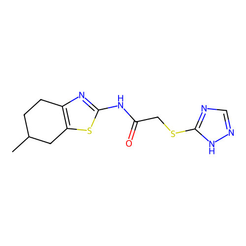 N-(6-methyl-4,5,6,7-tetrahydro-1,3-benzothiazol-2-yl)-2-(4H-1,2,4-triazol-3-ylsulfanyl)acetamide structure