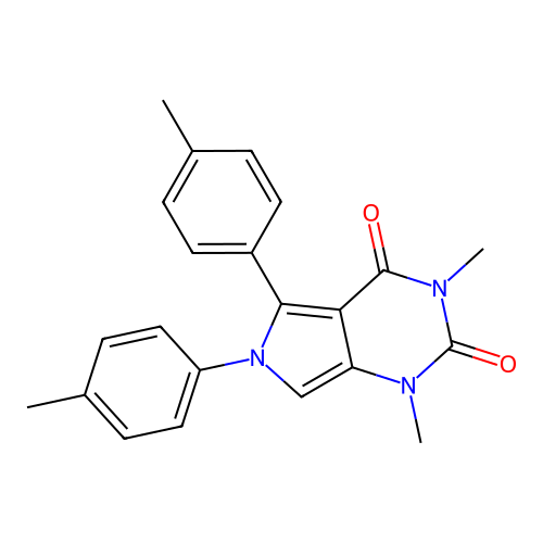 1,3-dimethyl-5,6-bis(4-methylphenyl)pyrrolo[3,4-d]pyrimidine-2,4-dione structure
