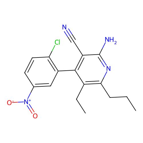 2-Amino-4-(2-chloro-5-nitrophenyl)-5-ethyl-6-propylpyridine-3-carbonitrile structure