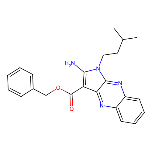 benzyl 2-amino-1-(3-methylbutyl)-1H-pyrrolo[2,3-b]quinoxaline-3-carboxylate structure