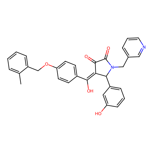 (4E)-4-[hydroxy-[4-[(2-methylphenyl)methoxy]phenyl]methylidene]-5-(3-hydroxyphenyl)-1-(pyridin-3-ylmethyl)pyrrolidine-2,3-dione structure
