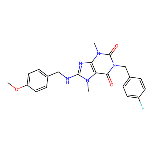 1-(4-fluorobenzyl)-8-((4-methoxybenzyl)amino)-3,7-dimethyl-1H-purine-2,6(3H,7H)-dione structure