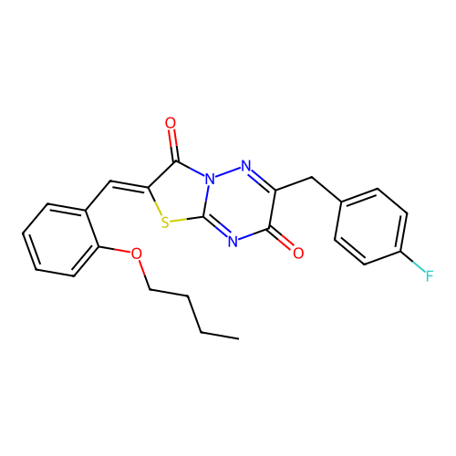 (Z)-2-(2-butoxybenzylidene)-6-(4-fluorobenzyl)-2H-thiazolo[3,2-b][1,2,4]triazine-3,7-dione structure