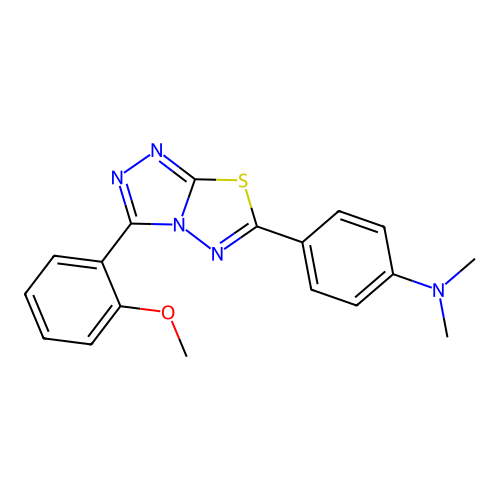 4-[3-(2-methoxyphenyl)-[1,2,4]triazolo[3,4-b][1,3,4]thiadiazol-6-yl]-N,N-dimethylaniline structure