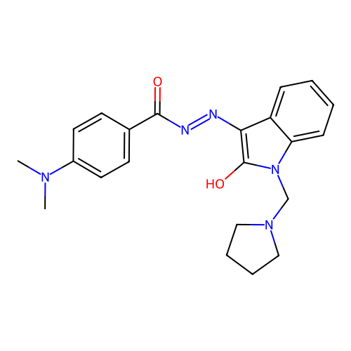 (Z)-4-(dimethylamino)-N'-(2-oxo-1-(pyrrolidin-1-ylmethyl)indolin-3-ylidene)benzohydrazide structure