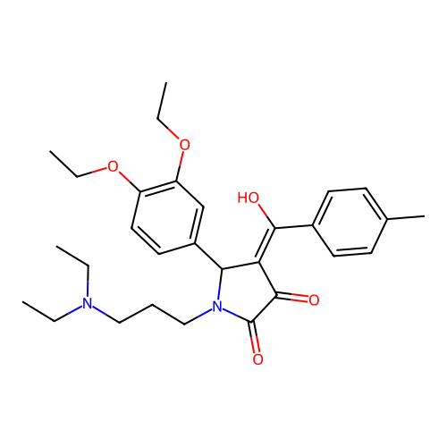 (4E)-5-(3,4-diethoxyphenyl)-1-[3-(diethylamino)propyl]-4-[hydroxy-(4-methylphenyl)methylidene]pyrrolidine-2,3-dione structure