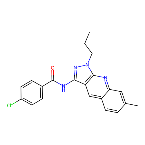 4-chloro-N-(7-methyl-1-propyl-1H-pyrazolo[3,4-b]quinolin-3-yl)benzamide structure