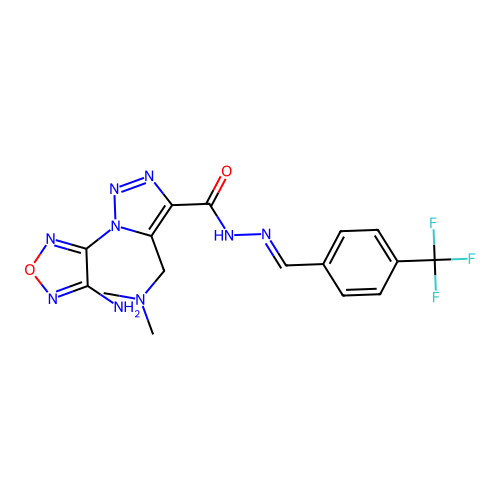 (E)-1-(4-amino-1,2,5-oxadiazol-3-yl)-5-((dimethylamino)methyl)-N'-(4-(trifluoromethyl)benzylidene)-1H-1,2,3-triazole-4-carbohydrazide structure