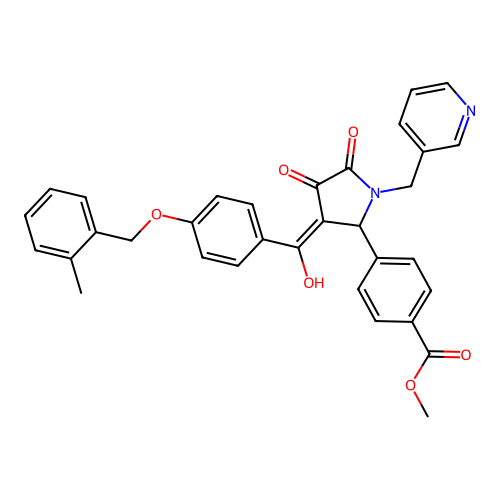 methyl 4-(4-hydroxy-3-(4-((2-methylbenzyl)oxy)benzoyl)-5-oxo-1-(pyridin-3-ylmethyl)-2,5-dihydro-1H-pyrrol-2-yl)benzoate structure