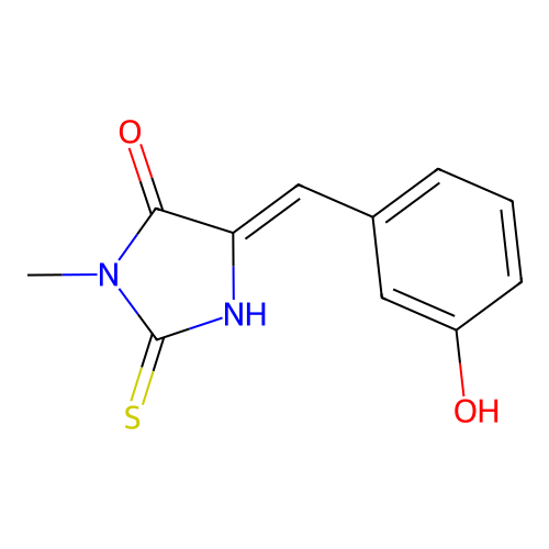 (5Z)-5-(3-hydroxybenzylidene)-3-methyl-2-thioxoimidazolidin-4-one structure