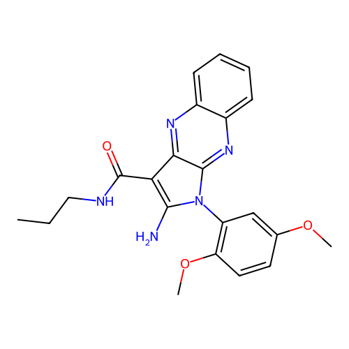 2-amino-1-(2,5-dimethoxyphenyl)-N-propyl-1H-pyrrolo[2,3-b]quinoxaline-3-carboxamide structure