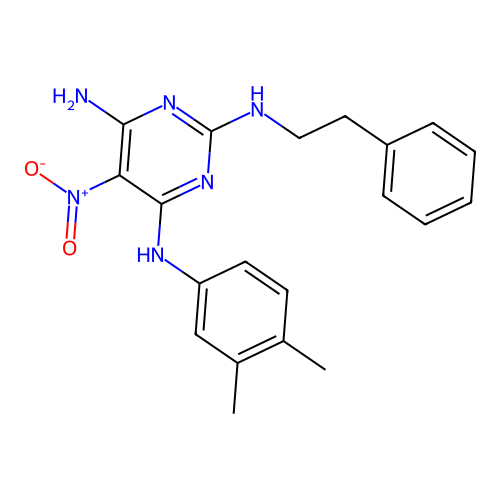 N~4~-(3,4-dimethylphenyl)-5-nitro-N~2~-(2-phenylethyl)pyrimidine-2,4,6-triamine structure