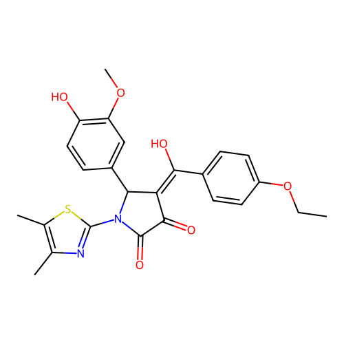 (4E)-1-(4,5-dimethyl-1,3-thiazol-2-yl)-4-[(4-ethoxyphenyl)(hydroxy)methylidene]-5-(4-hydroxy-3-methoxyphenyl)pyrrolidine-2,3-dione structure