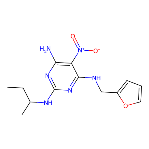 N~2~-(butan-2-yl)-N~4~-(furan-2-ylmethyl)-5-nitropyrimidine-2,4,6-triamine structure