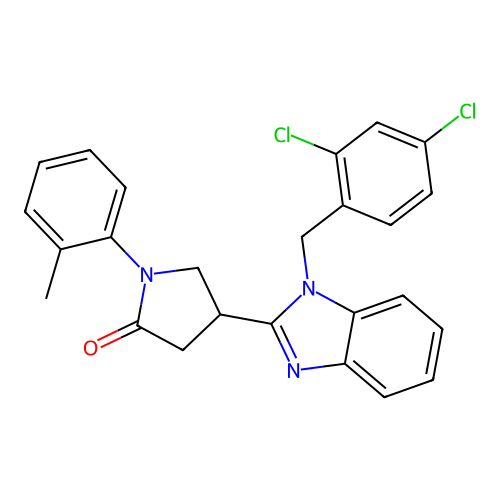 4-(1-(2,4-dichlorobenzyl)-1H-benzo[d]imidazol-2-yl)-1-(o-tolyl)pyrrolidin-2-one structure