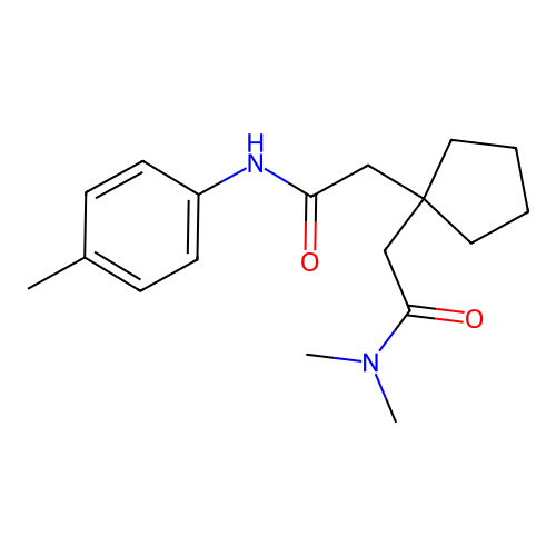N,N-Dimethyl-2-[1-(p-tolylcarbamoyl-methyl)-cyclopentyl]-acetamide structure