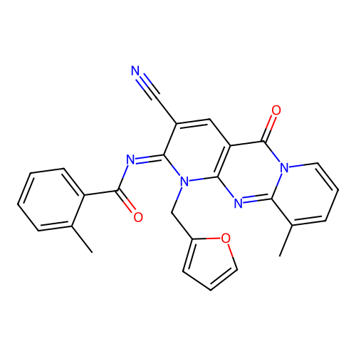 (Z)-N-(3-cyano-1-(furan-2-ylmethyl)-10-methyl-5-oxo-1H-dipyrido[1,2-a:2',3'-d]pyrimidin-2(5H)-ylidene)-2-methylbenzamide structure