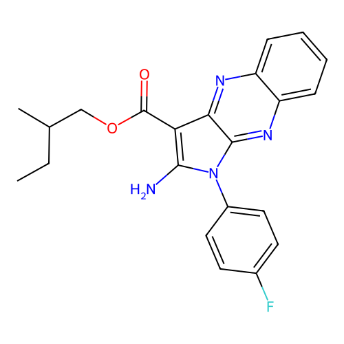 2-methylbutyl 2-amino-1-(4-fluorophenyl)-1H-pyrrolo[2,3-b]quinoxaline-3-carboxylate structure