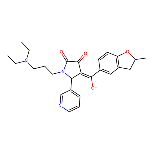 (4E)-1-[3-(diethylamino)propyl]-4-[hydroxy-(2-methyl-2,3-dihydro-1-benzofuran-5-yl)methylidene]-5-pyridin-3-ylpyrrolidine-2,3-dione structure
