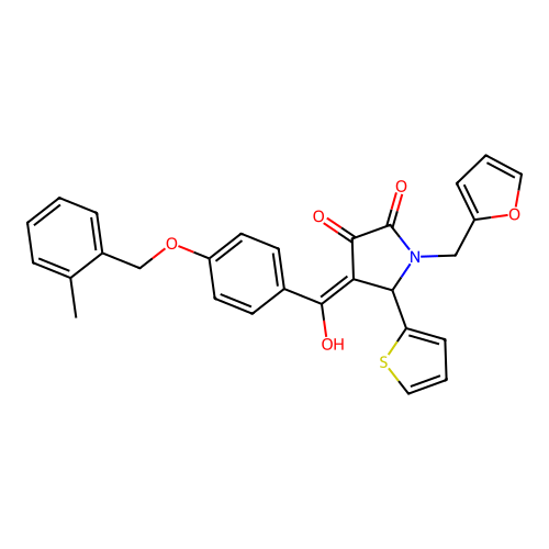(4E)-1-(furan-2-ylmethyl)-4-(hydroxy{4-[(2-methylbenzyl)oxy]phenyl}methylidene)-5-(thiophen-2-yl)pyrrolidine-2,3-dione structure