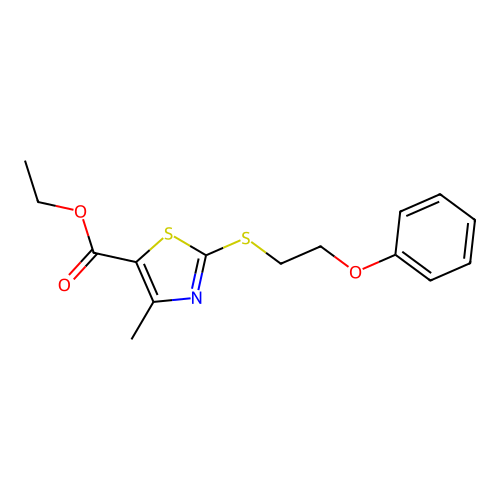 Ethyl 4-methyl-2-[(2-phenoxyethyl)sulfanyl]-1,3-thiazole-5-carboxylate structure
