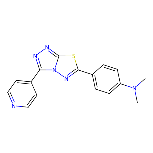dimethyl[4-(3-(4-pyridyl)(1,2,4-triazolo[3,4-b]1,3,4-thiadiazolin-6-yl))phenyl ]amine structure