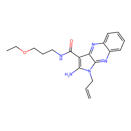 1-allyl-2-amino-N-(3-ethoxypropyl)-1H-pyrrolo[2,3-b]quinoxaline-3-carboxamide structure