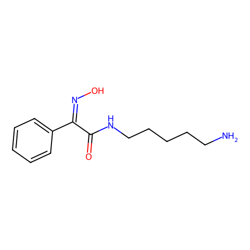 (2Z)-N-(5-aminopentyl)-2-(hydroxyimino)-2-phenylethanamide structure