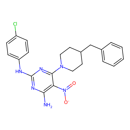 {4-Amino-5-nitro-6-[4-benzylpiperidyl]pyrimidin-2-yl}(4-chlorophenyl)amine structure
