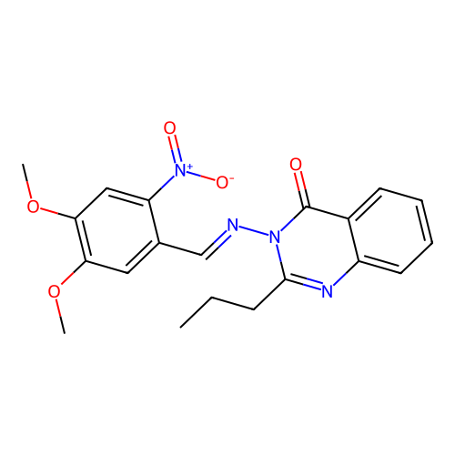 (E)-3-((4,5-dimethoxy-2-nitrobenzylidene)amino)-2-propylquinazolin-4(3H)-one structure