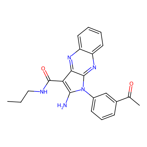 1-(3-acetylphenyl)-2-amino-N-propyl-1H-pyrrolo[2,3-b]quinoxaline-3-carboxamide structure