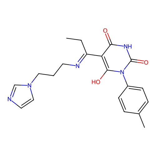 5-[1-(3-imidazol-1-ylpropylamino)propylidene]-1-(4-methylphenyl)-1,3-diazinane-2,4,6-trione structure