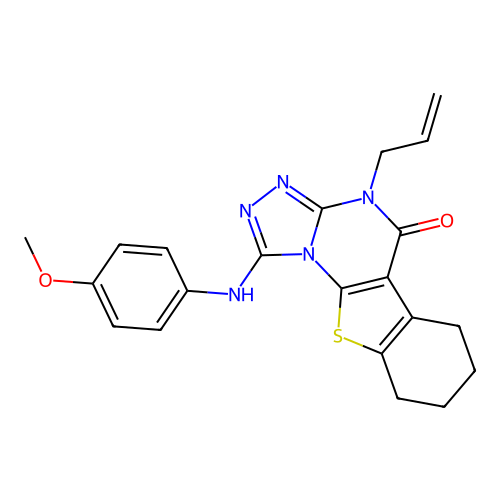 4-allyl-1-[(4-methoxyphenyl)amino]-6,7,8,9-tetrahydro[1]benzothieno[3,2-e][1,2,4]triazolo[4,3-a]pyrimidin-5(4H)-one structure