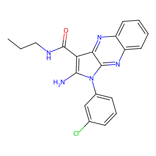 2-amino-1-(3-chlorophenyl)-N-propyl-1H-pyrrolo[2,3-b]quinoxaline-3-carboxamide structure