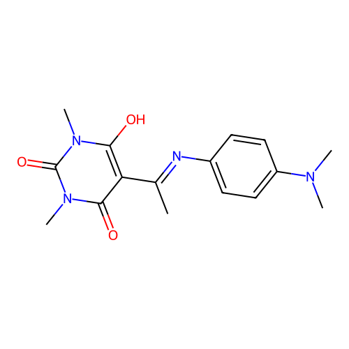 5-[1-[4-(dimethylamino)anilino]ethylidene]-1,3-dimethyl-1,3-diazinane-2,4,6-trione structure