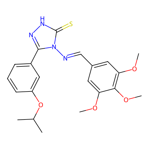 (E)-5-(3-isopropoxyphenyl)-4-((3,4,5-trimethoxybenzylidene)amino)-4H-1,2,4-triazole-3-thiol structure