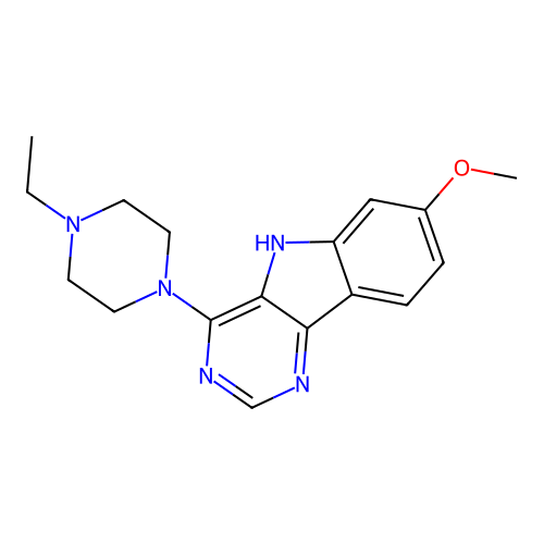 4-(4-ethylpiperazin-1-yl)-7-methoxy-5H-pyrimido[5,4-b]indole structure