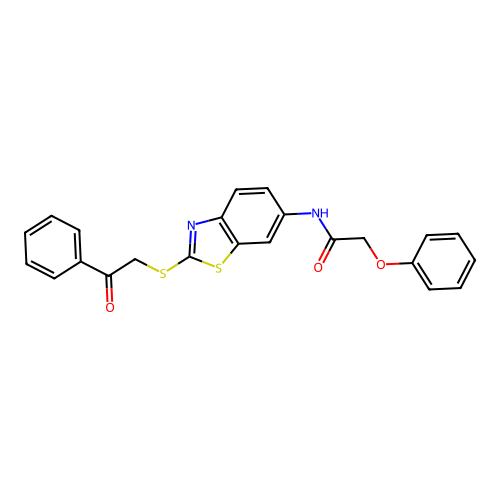 N-{2-[(2-oxo-2-phenylethyl)sulfanyl]-1,3-benzothiazol-6-yl}-2-phenoxyacetamide structure