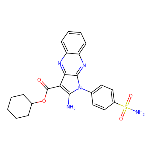 cyclohexyl 2-amino-1-(4-sulfamoylphenyl)-1H-pyrrolo[2,3-b]quinoxaline-3-carboxylate structure