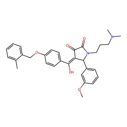 (4E)-1-[3-(dimethylamino)propyl]-4-[hydroxy-[4-[(2-methylphenyl)methoxy]phenyl]methylidene]-5-(3-methoxyphenyl)pyrrolidine-2,3-dione structure