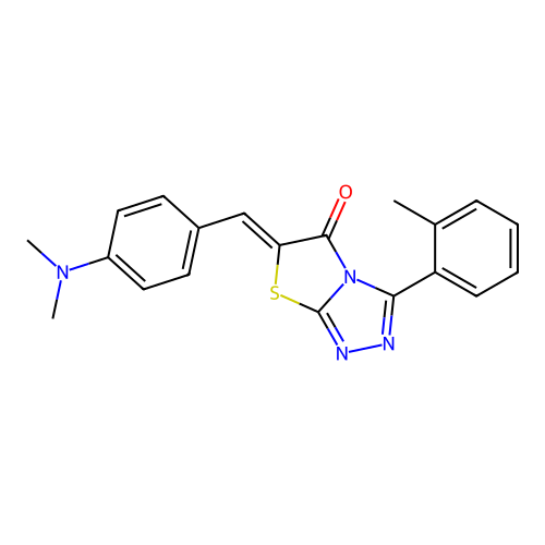 (Z)-6-(4-(dimethylamino)benzylidene)-3-(o-tolyl)thiazolo[2,3-c][1,2,4]triazol-5(6H)-one structure